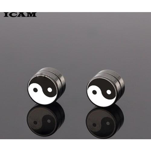 ICAM High Quality Magnetic Stud Earrings For Men 316l Stainless Steel Magnet Taichi Earrings Jewelry for Men and Women