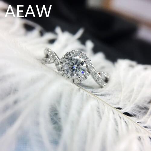 Real 18K White Gold DF Color VVS1 Round Cut 1ct Halo Moissanite Engagement Ring Lab Grown Diamond Ring Fine Jewelry For Women