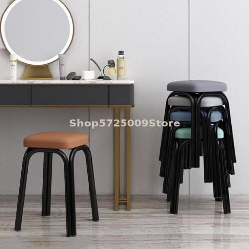 Low stool home dining table and chair stackable wrought iron square stool small bench living room modern minimalist makeup light