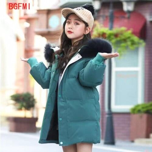 NEW Girl Winter Parkas Teen Young Girls Warm Coat Outerwear Teenage Outfit Children Kids Girls Fur Hooded Jacket for 5 - 12 Y