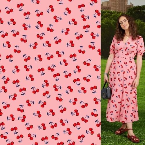 New customized pink Yintao digital printing imitation silk satin imitation cotton chiffon dress fabric