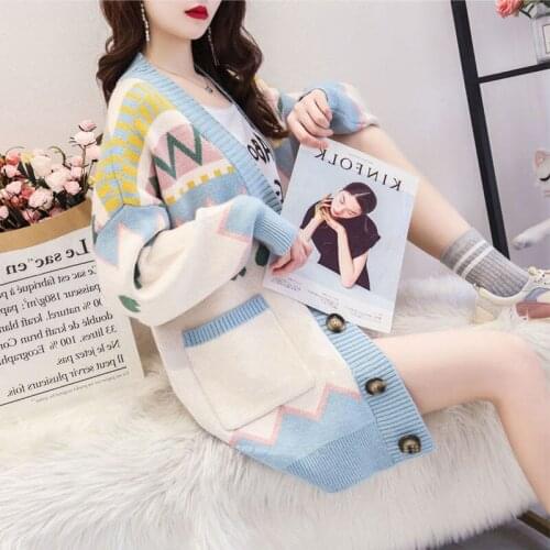 Fall 2021 Autumn women new Hot selling crop top sweater cardigan women korean fashion netred casual knitted ladies tops BAy190