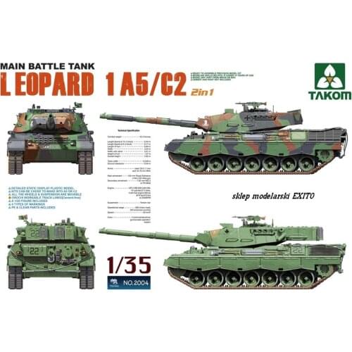 TAKOM 2004 1/35 MAIN BATTLE TANK LEOP ARD 1A5/C2 2in1 Plastic model kit