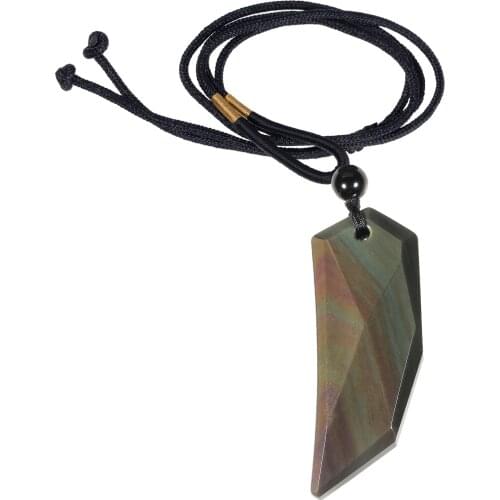 TUMBEELLUWA Gold Obsidian Wolf Tooth Men Pendant Necklace Hip Hop Necklace Vintage Jewelry
