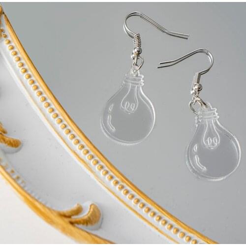 Simple Big Handmade Simple Design Light Bulb Drop Earrings for Women Gift Unusual Earrings Hanging Jewelry Cute Small Object