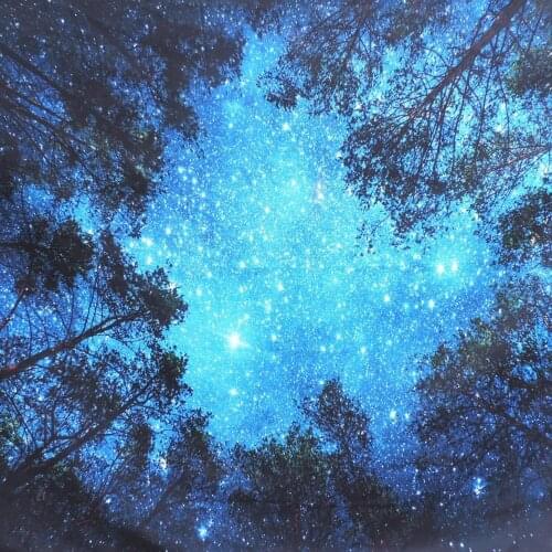 Psychedelic Forest Trees And Stars Starry Sky Fabric Wall Hanging Tapestry Decor Polyester Curtains For Living Room Bedroom