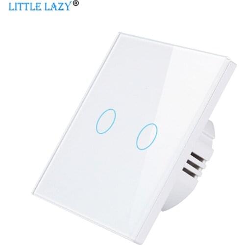 Touch Switch 1 Gang 2 Gang 3Gang 1 way Wall Light Switch With Crystal Glass Panel 110-240V