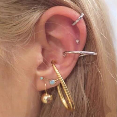 New Gold Silver Color Metal Splice Clip on Fake Earrings Faux Piercing Hit-color Ear Cuff Butterful Earrings Fashion Jewelry