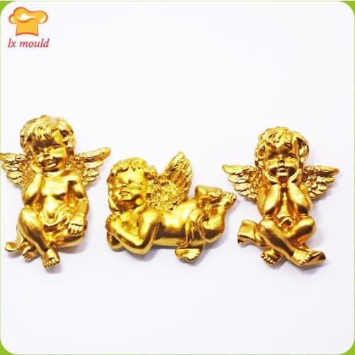 New style rose flower angel baby candle silicone molds European style doll soap cake decoration tools