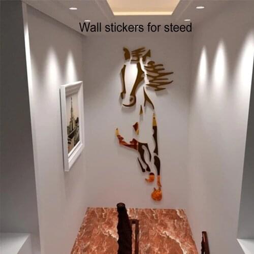 Galloping Horse Mirror Wall Sticker Modern Creative Design Wall Decals 3D Acrylic Mirror Surface Living Room Decor UD88