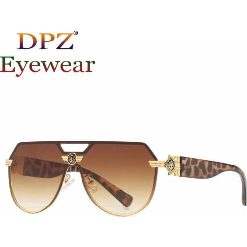 2021 New Luxury Conjoined Piece Pilot Sunglasses Fashion Leopard Men Women Vintage Brand Design Sun Glasses Oculos De Sol 10298