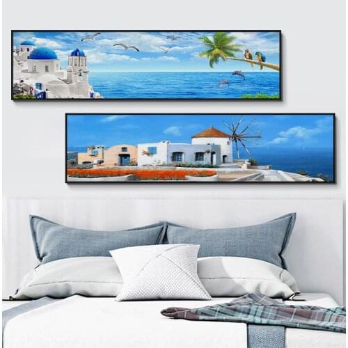 Modern Abstract Nordic style porch Seaside scenery beach sailboat Decorative Pictures Canvas Wall Art Posters Unframed Paintings