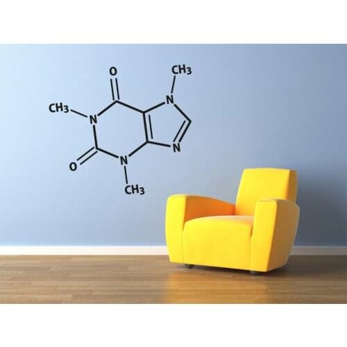 Caffeine Molecule Vinyl Wall Decal Coffee Nerds Home Decor Living Room Teens Study Room Waterproof Art Decals Wallpaper ZB005