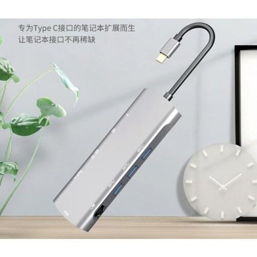 10 in1 Type-C to HDMI USB 3.0 TF SD Card Reader Gigabit Ethernet Rj45 Lan Hi-Speed USB Hub Splitter Hub Adapter