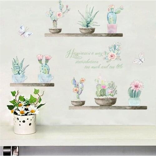 3d vivid garden flower butterfly wall stickers living room bedroom TV Background succulent plant wall decals mural arts decor