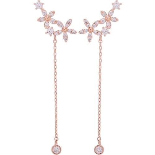 Zeojrlly Metal Trendy Water Drop Women Dangle Earrings Korean Earrings Super Girl Crystal Flower Long Pendant Jewelry