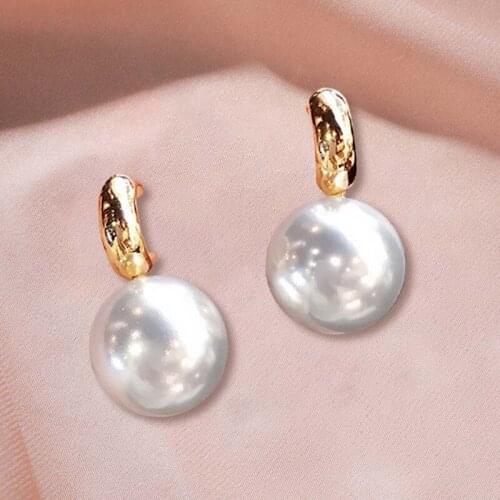 Simple Personality Wild Imitation Pearl Earrings Simulated-pearl Trendy Women Copper Alloy