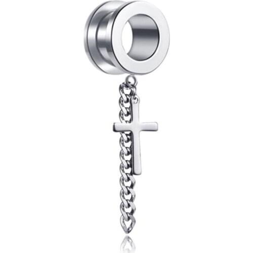 New Arrival Cross Chain Ear Plugs Tunnels Flesh Expansions Piercing Earring Gauges Ears Expander Ring Fashion Women Body Jewelry