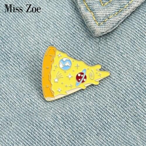 Universe Best Pizza Enamel Pin Custom Space Pizza Brooches Bag Lapel Pin Badge Cute Cartoon Food Jewelry Gift for Kids Friends