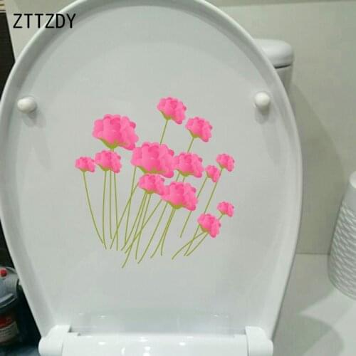 ZTTZDY 21.8*23.5CM Pink Flower Cartoon Bedroom Wall Decal Toilet Sticker Home Decoration T2-0618