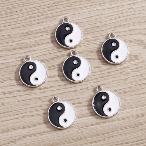 10pcs 18*21mm Enamel Kung Fu Tai Chi Charms Pendant For DIY Earrings Pendant Necklace Handmade Jewelry Findings