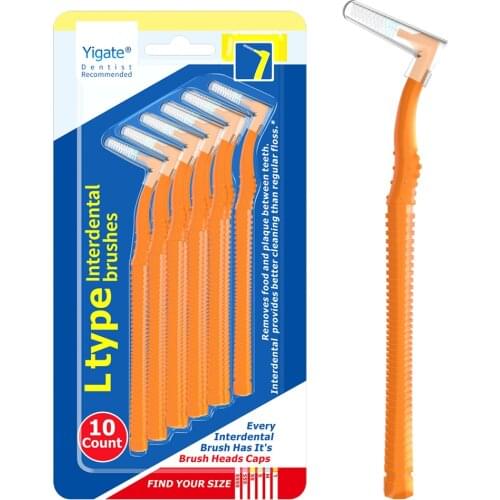 10Pcs L Shape Interdental Brushes Tooth Push-Pull Removes Plaque Teeth Oral Care Hygiene Tool 0.4mm 0.6mm 0.7mm 0.8mm 1.2-1.5mm
