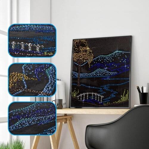 3D River&tree Landscape DIY Embroidery Diamond Painting 5D Cross Stitch Shiny Paintings Wall Sticker Decoration for Home