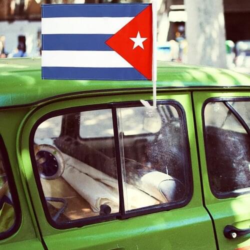 4pc Cuba Flying Flag Car Window Vehicle Home Decoration National Flag Truck SUV Decor UV Fade Resistant Canvas Header 30x45cm