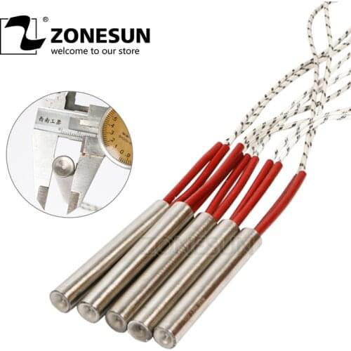 ZONESUN 5pcs Cartridge Heater Heating Element 12x150/200mm Tube Size AC110V/220V/380V Stainless Steel heat parts