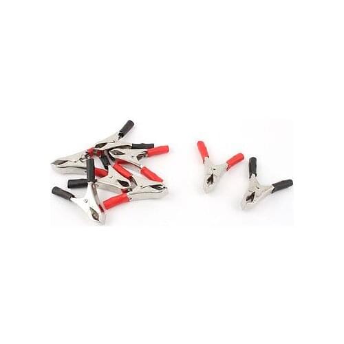 8PCS 15A 55mm Car Auto Battery Insulated Clip ALLIGATOR Test Clamp Black Red