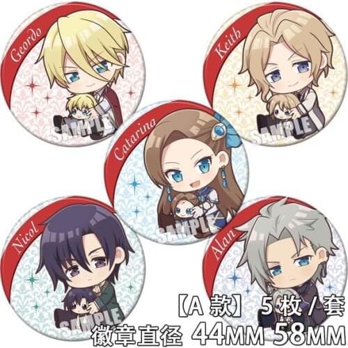 58mm Anime My Next Life as a Villainess: All Routes Lead to Doom! Catarina Alan Geordo Keitb Nicol Brooch acrylic Badges
