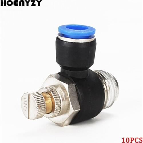 10Pcs SL Pneumatic Throttle Speed Control Valve SL4/6/8/10/12- M5 01 02 03 04 Air Pipe Fitting One Touch 1/8" 1/4" 3/8" 1/2"