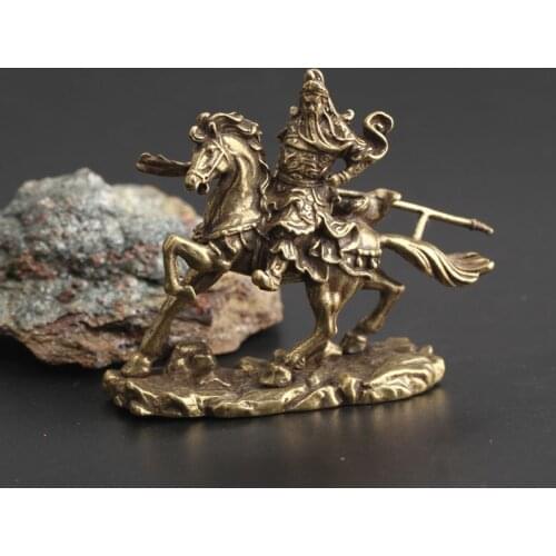 Brass Guan Gong Riding Horse Ornament Bronze Statue God Of Wealth Guan Yu Statue Office Ornament Gift