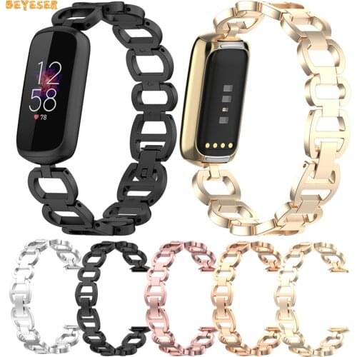 Stainless Steel Watchband Chain For Fitbit Luxe Smartwatch Luxury Replacement Metal Belt Wristband Strap Bracelet Accessories