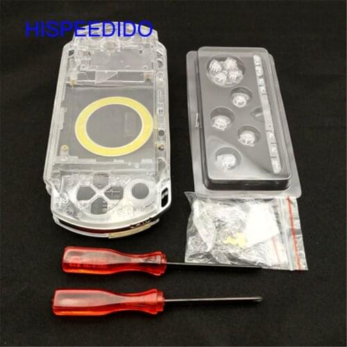 HISPEEDIDO 30 pcs Clear White Full Housing Shell Cover Case Replacement for Sony PSP1000 PSP 1000 Game Console with screwdriver