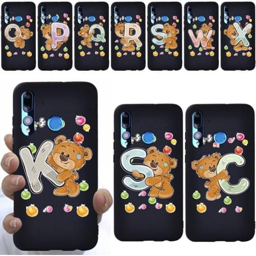 Phone Case for Huawei Honor 10 Lite/Honor 20 Lite Soft TPU Silicone Luxury Bear Letters Pattern Ultra-slim Shockproof Back Cover