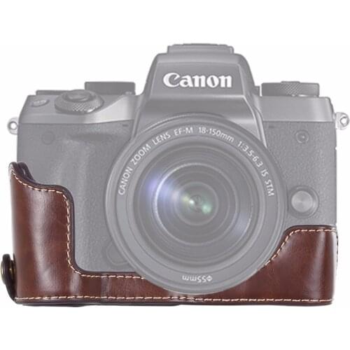 1/4 inch Thread PU Leather Camera Half Case Base for Canon EOS M5