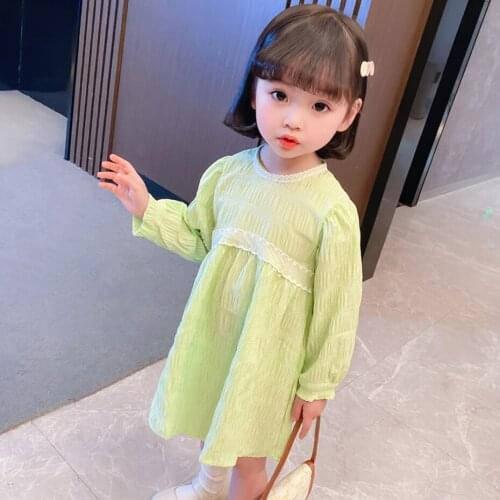 Kids Dresses For Girls Solid Color Girl Child Dress Casual Style Dress Kids Spring Autumn Kids Costume