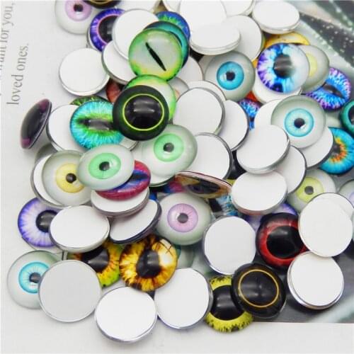 Julie Wang 80PCS (40 Pairs) 15-30mm Glass Cabochons Mixed Round Dragon Human Owl Eyes Flat Back Jewelry Making Accessory