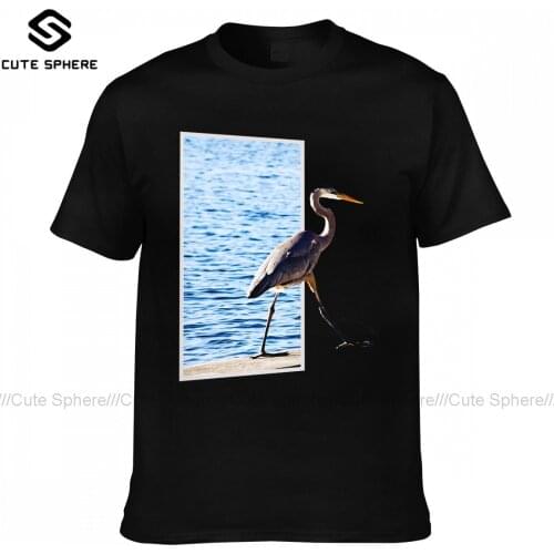Heron T-Shirt Classic Cute 100 Cotton T Shirt Print Short-Sleeve Tshirt Men Oversized