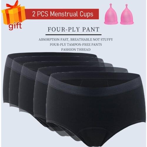 Hi-Waist Menstrual Underwear | Period Underwear for Women | Period Panties |Multiple packs panties | free 2 menstrual cups