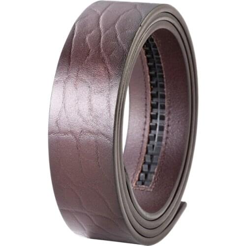 Maikun Stone Grain Genuine Leather Automatic Buckle Belt For Men First Layer Cowskin No Buckle Card Slot Belt