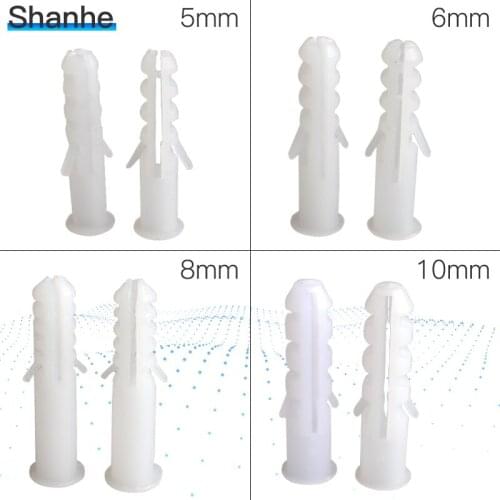 White Sleeve Nylon Screw Bolts Plastic Plug Expansion Tube 5mm 6mm 8mm 10mm