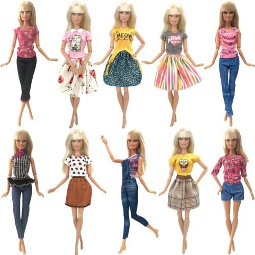 NK Newest 10 Pcs /Set Doll Noble Dresses Handmade Clothing Fashion Short Skirt Party Dress For Barbie Accessories Doll Girl Gift