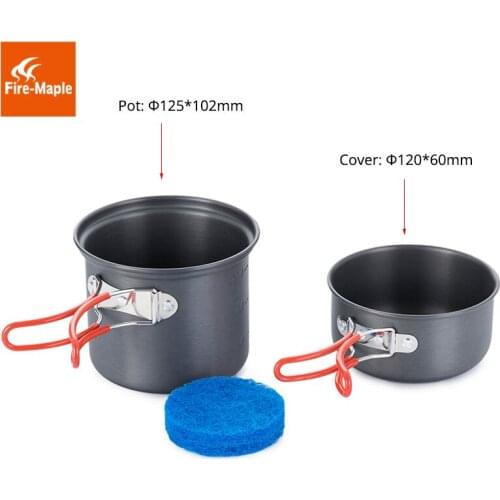 Fire Maple Camping Pot Bowl Ultralight Outdoor Single Cookware Foldable Backpacking Cooking Set Pots for 1 Person 195g FMC-207