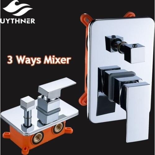Wholesale And Retail Chrome Polished 3 Ways Valve Mixer Bathroom Shower Faucet Accessory Wall Mounted