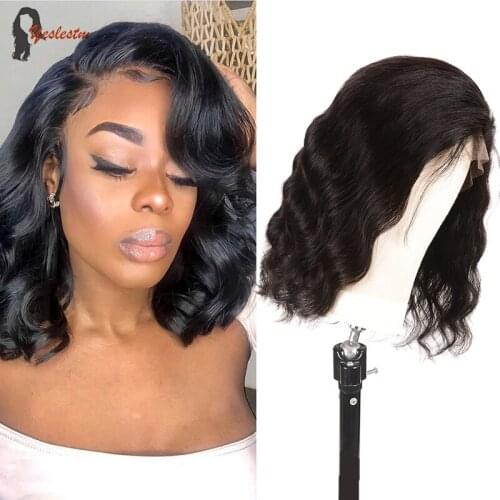 Yeslestm Body Wave Bob Wig Brazilian Middle Part Lace Wig Human Hair Wigs For Women 4X4x1 T Part Lace Wig Straight Lace Closure