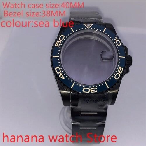 Suitable for NH35 36 Mingzhu2813 Miyata automatic winding 40mm sealed back black box series, with rotating sea blue bezel