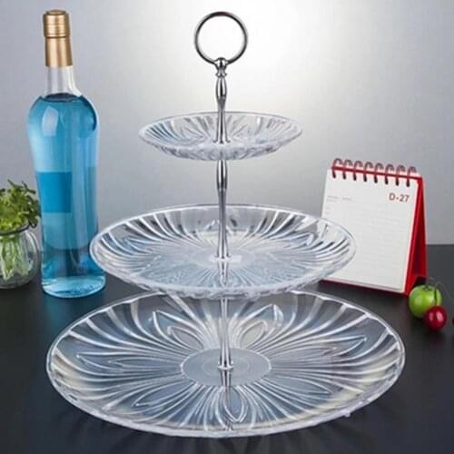 3 Tier Round Zinc Alloy Cupcake Fruit Candy Plate Cake Stand Fondant Cake Display Handle Fitting Wedding Party Stand