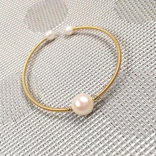 Freshwater 100% natural white pearl bracelet DIY jewelry provides the best birthday gift for women size 9-10mm